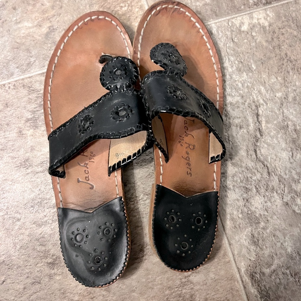 Jack Rogers Jacks Flat Black Sandals size 9